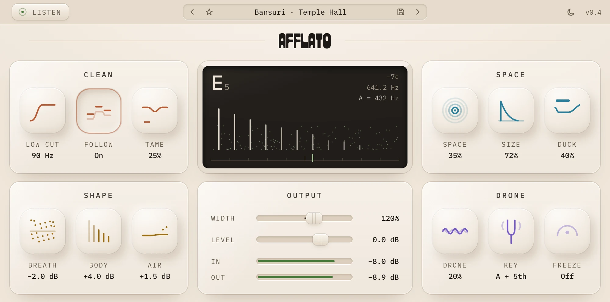 The same plugin in its cream finish, with the screen kept dark.